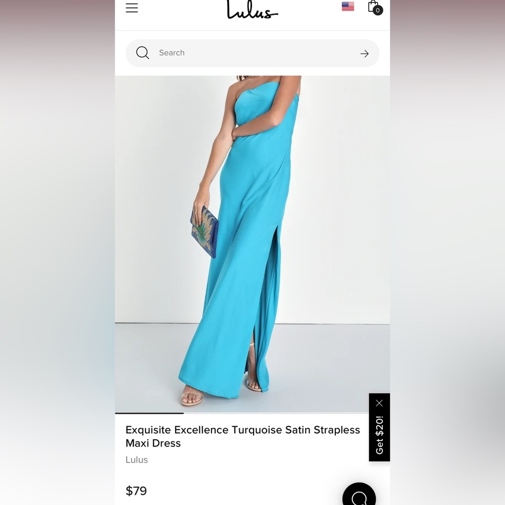 Turquoise strapless maxi dress
